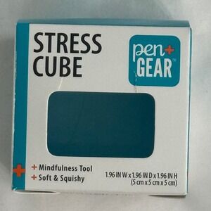 New Pen+Gear Stress Cube Teal Squishy Squeeze Fidget Stress Ball Toy 2in Square